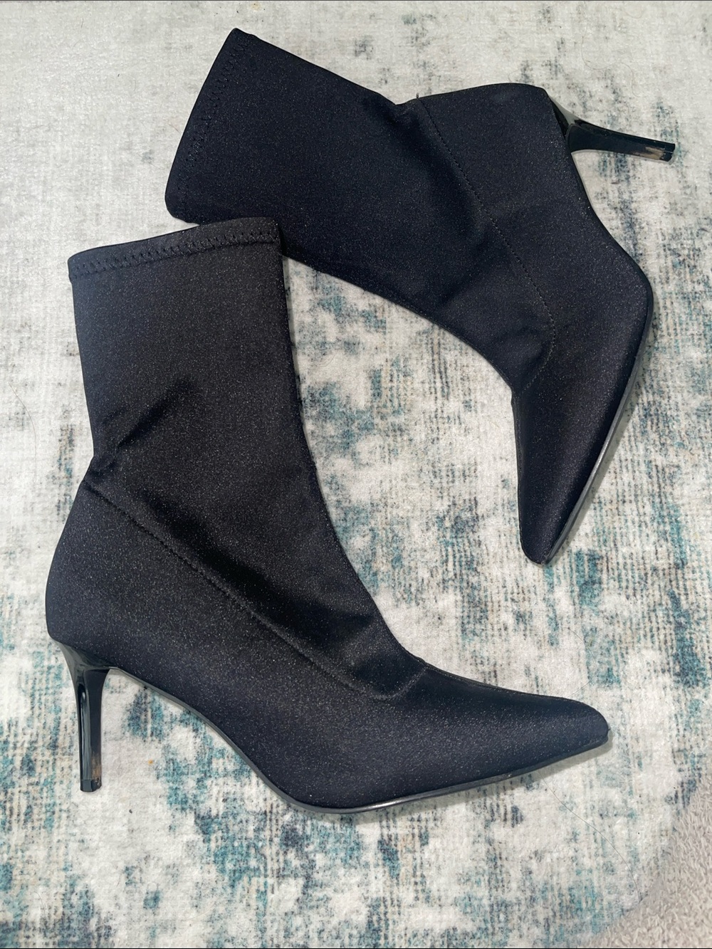 Mix No. 6 Black Stretch Sock Heeled Ankle Boots